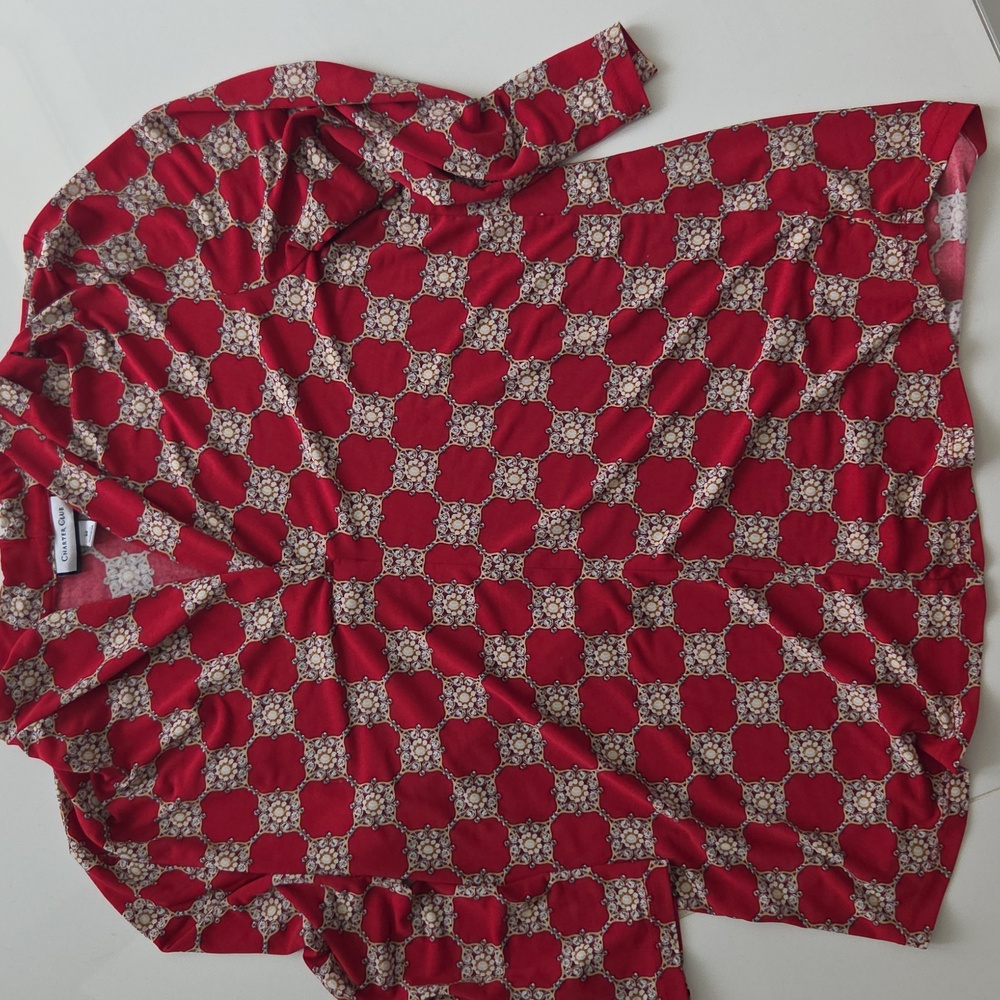 Charter Club Red and Cream Casual Button Down Shirt